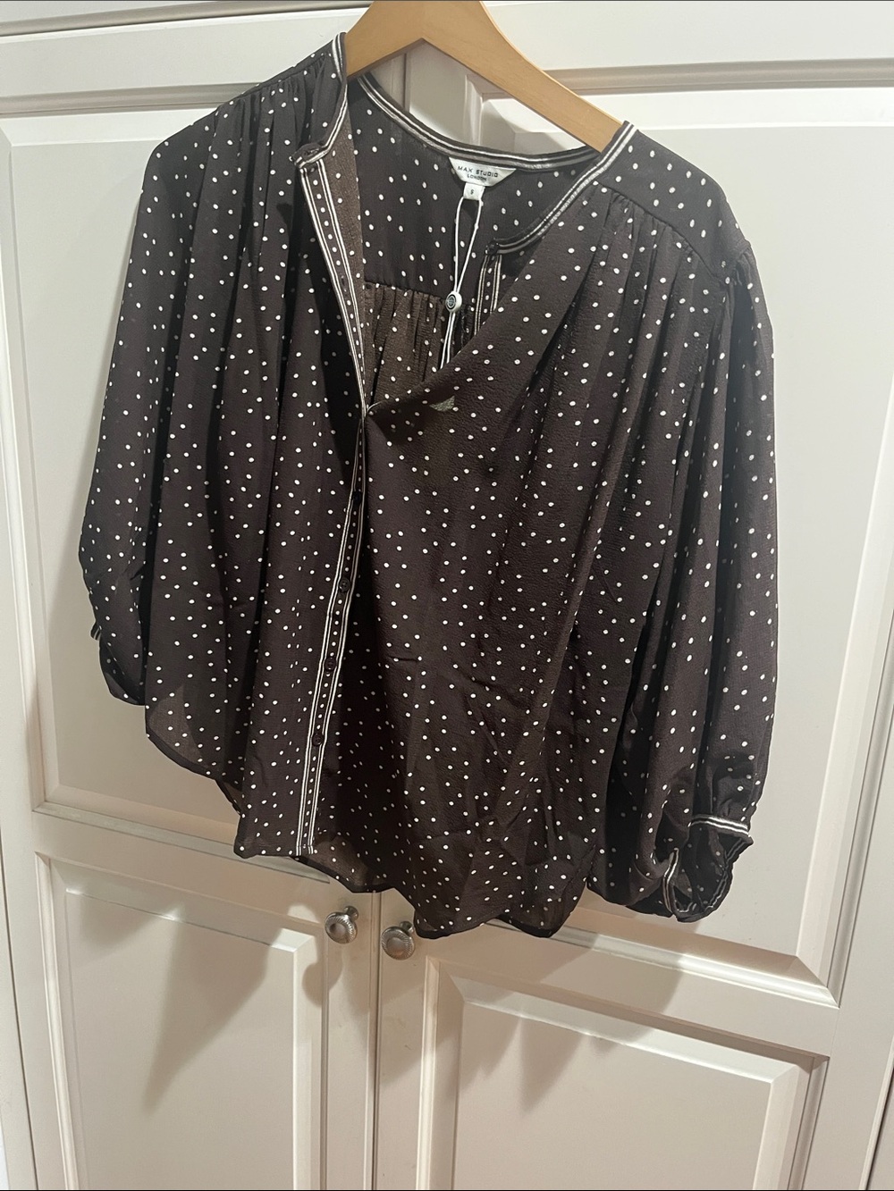 Brown Polka Dot Blouse - Lightweight Women's Top